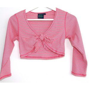 NIP Mini Boden pink striped tie front top size 11/12Y